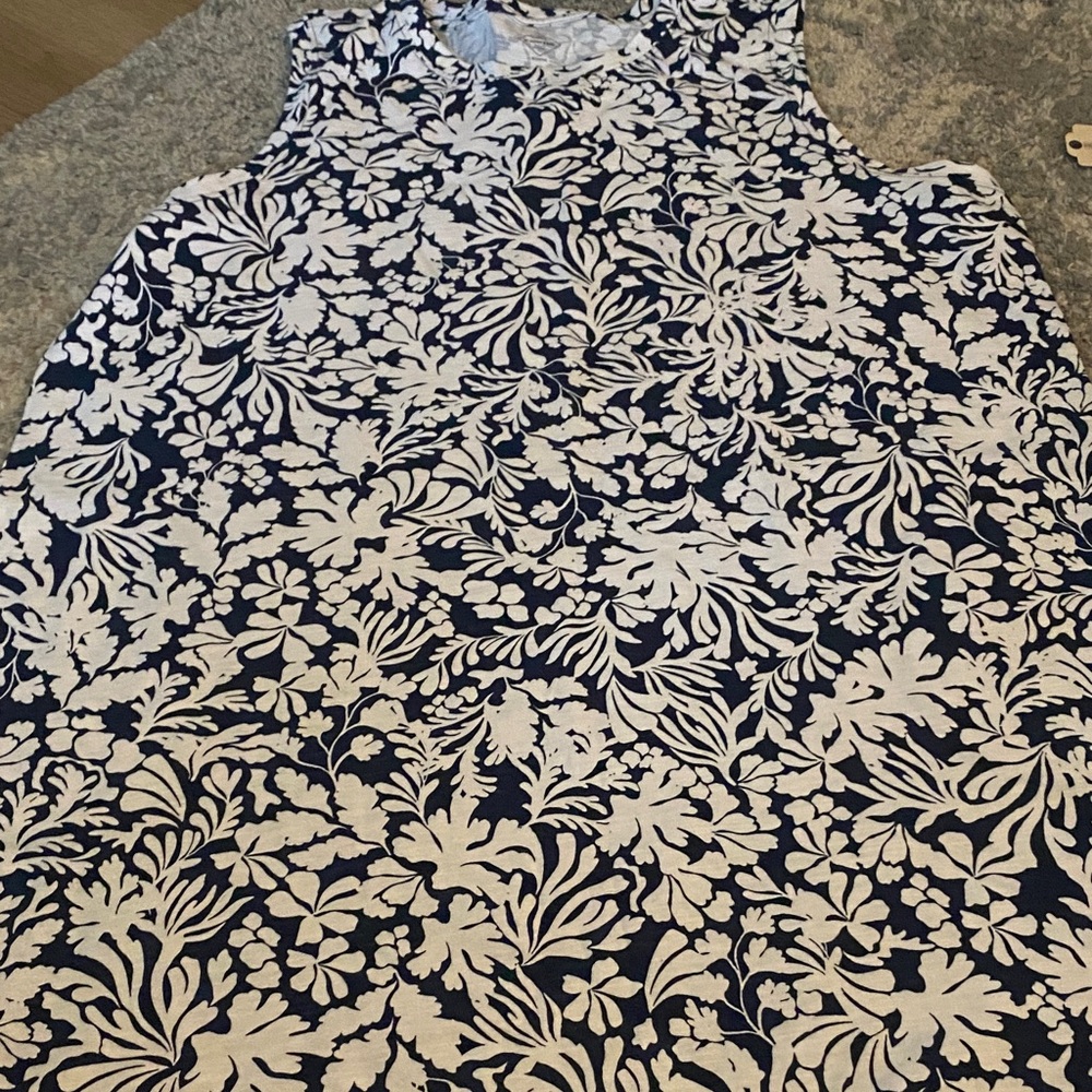 Womens St.Johns Bay navy/white coral design dress size 2x Sleeveless tank